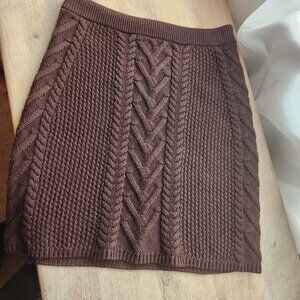 ARITZIA Babaton Emporia Cable Knit Skirt Merino Wool Rich Micha Brown - Small